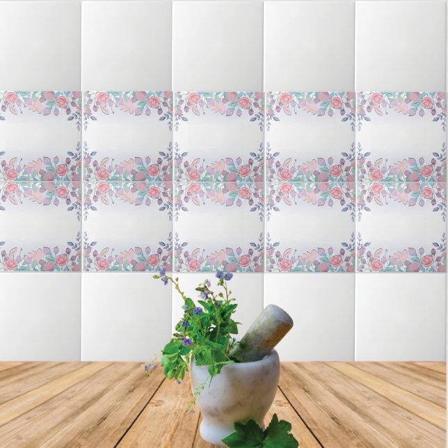 Azulejo Flora rosa vintage sobre cerámica blanca (Subido por el creador)