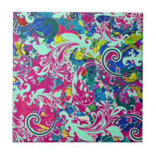 Azulejo Floral abstracta de color vintage