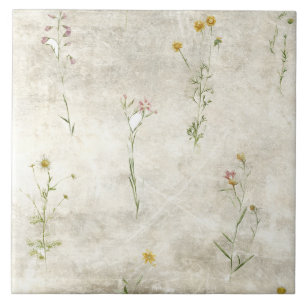 Azulejo Floral Acuarela Rústica