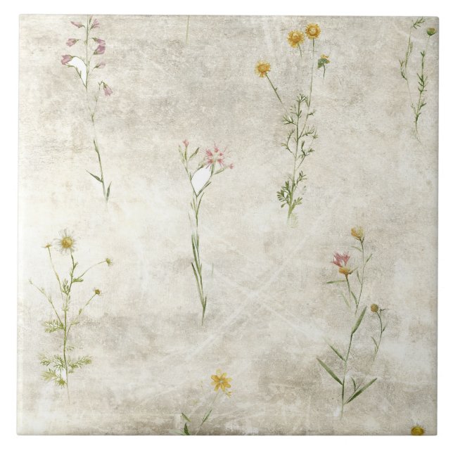 Azulejo Floral Acuarela Rústica (Frente)