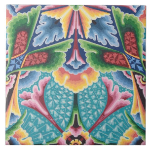 Azulejo Floral arcoiris geométrica de color repro vintage