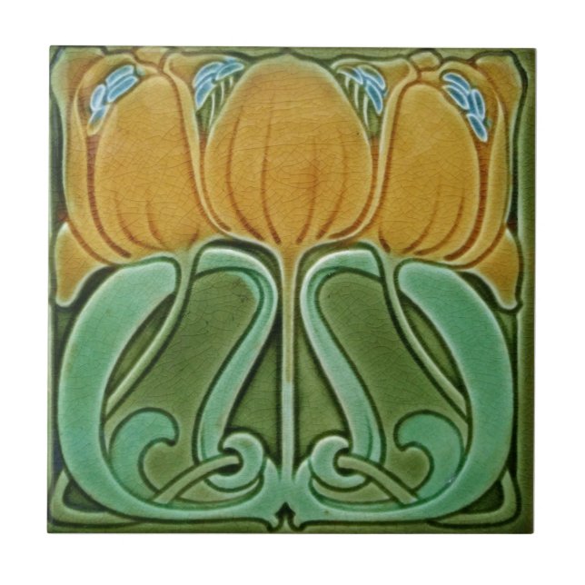 Azulejo - Floral Art Nouveau Amarillo (Frente)
