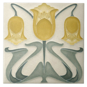 Azulejo - Floral Art Nouveau Amarillo Beige