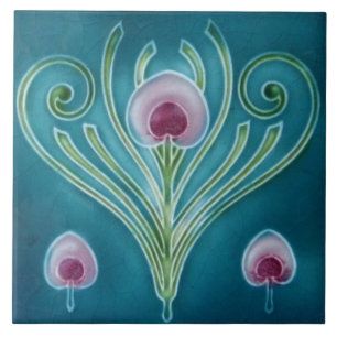 Azulejo Floral Art Nouveau Antiguo para Pared