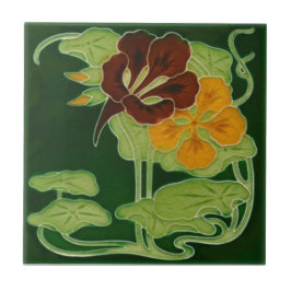 Azulejo Floral Art Nouveau Olivant c 1900 Reproducción