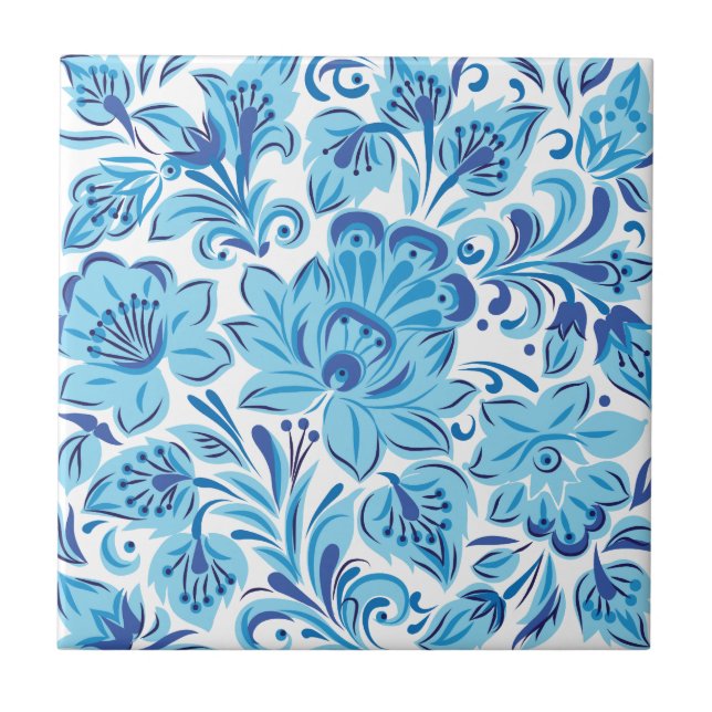 Azulejo Floral azul (Frente)