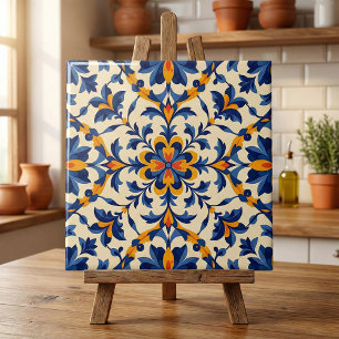 Azulejo Floral Azul Mediterráneo Portugués
