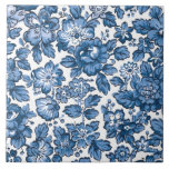 Azulejo Floral azul y blanca de bonito<br><div class="desc">Bonito floral con flores bohemias azules sobre fondo blanco.</div>