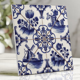 Azulejo Floral azul y molino de viento tradicionales de so