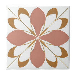 Azulejo Floral blanca, marrón y rosa