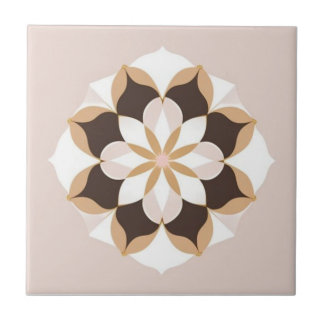 Azulejo Floral blanca, marrón y rosa pastel