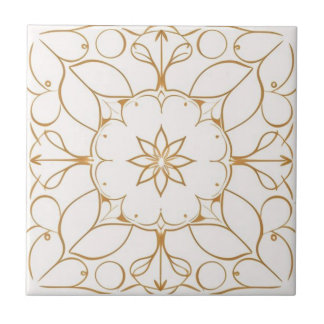 Azulejo Floral blanca y dorada