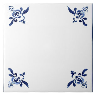 Azulejo Floral Blue White Delft Floral Corner