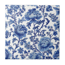 Floral Blue & White Tile Regalo de la decoración d