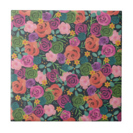 Azulejo floral boho rosa moda elegante flores botánicas