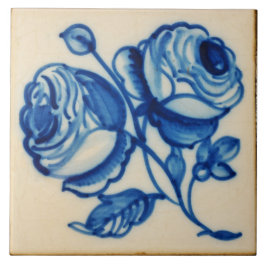 Azulejo Floral Bouquet Blue Delft Tile