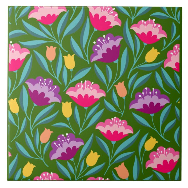 Azulejo Floral Ceramic Tile (Frente)