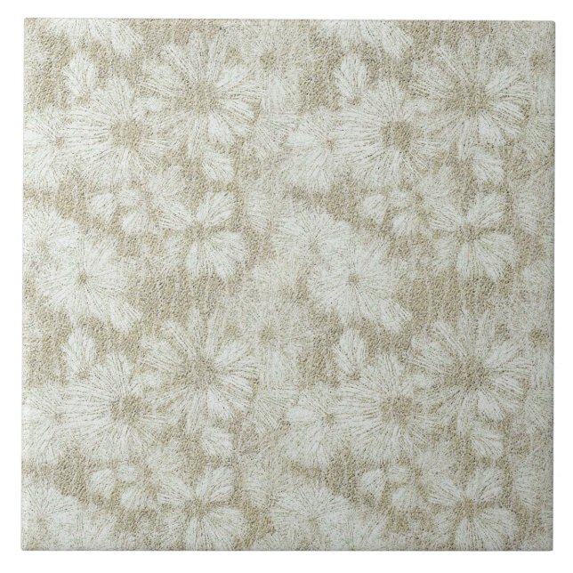 Azulejo Floral Daisy Velvety Cream Textura (Frente)