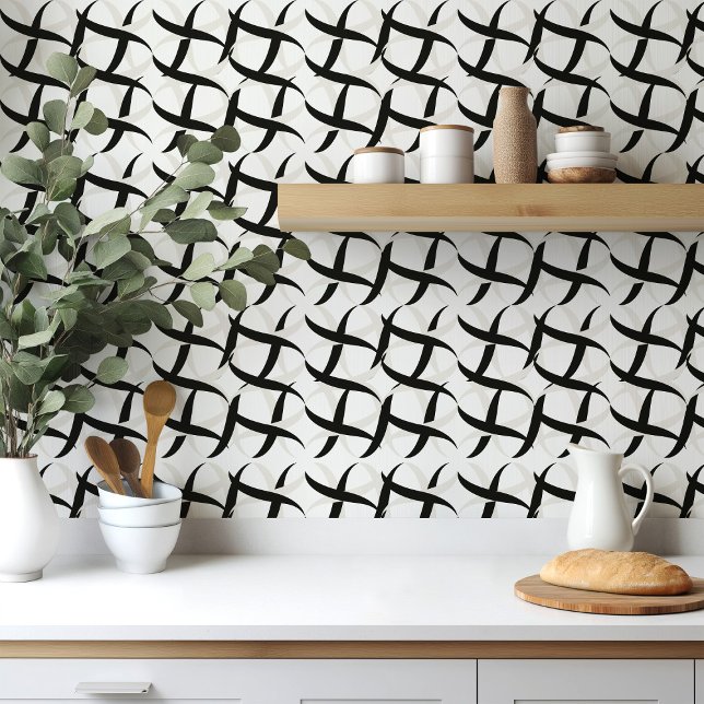 Azulejo Floral de acento monocromático blanco y negro (Subido por el creador)