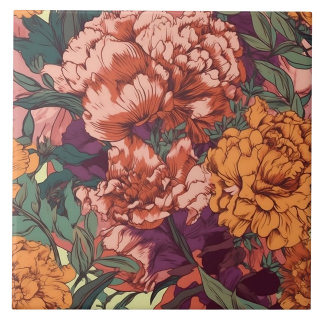 Azulejo floral de bonito (Frente)