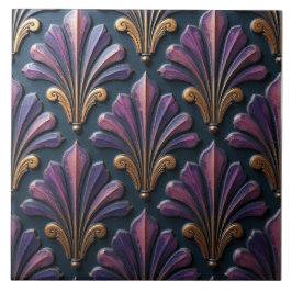 Azulejo Floral de cobre y ciruela