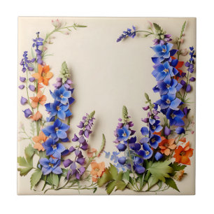 Azulejo Floral de Delfino Azul