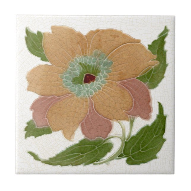 Azulejo Floral de estilo antiguo Repro Lea y Boulton (Frente)