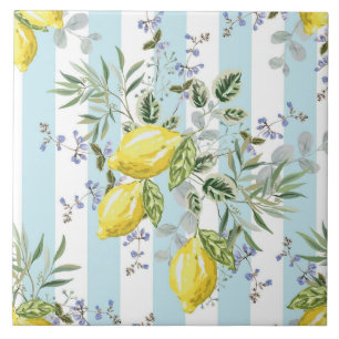 Azulejo Floral de Flor de Limón Italiano Franja Mediterrán