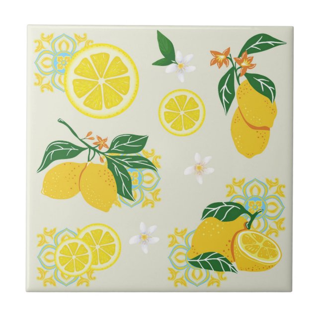 Azulejo Floral de Limón (Frente)