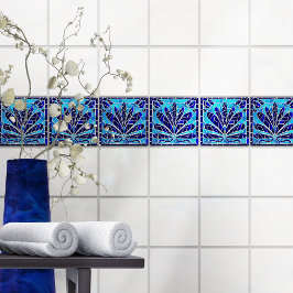 Azulejo Floral de mosaico rota con vidrio azul