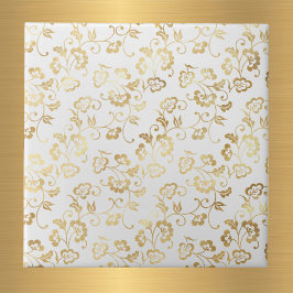 Azulejo Floral de oro blanco elegante