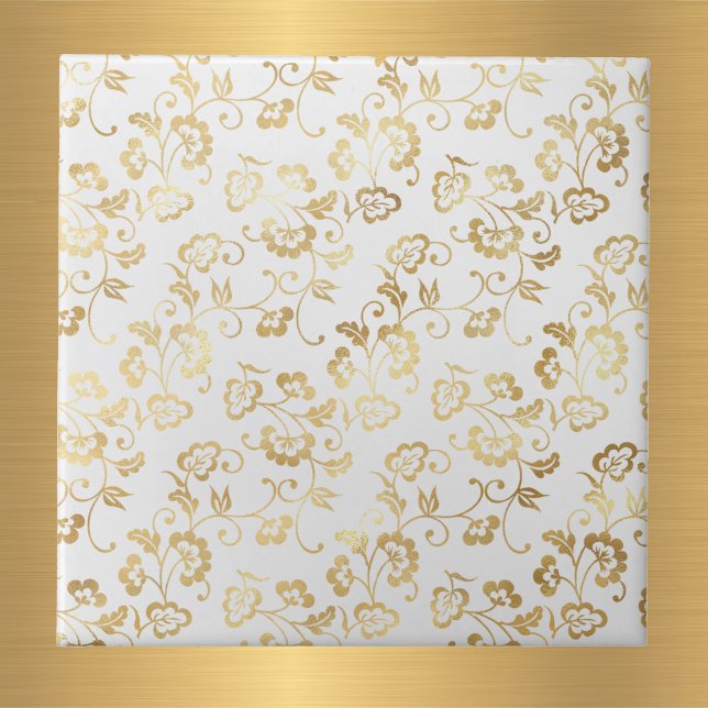 Azulejo Floral de oro blanco elegante (Subido por el creador)