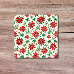 Azulejo Floral de Poinsettia verde y rojo navidad