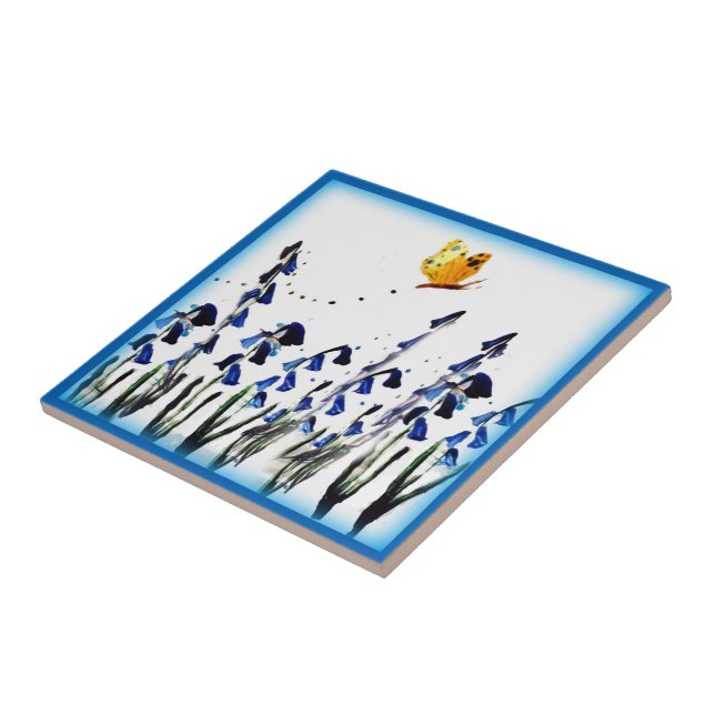 Azulejo Floral de primavera de mariposa (Lado)