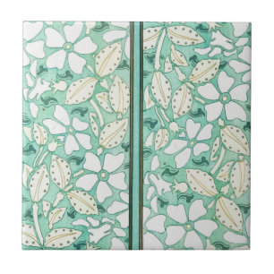 Azulejo Floral de resumen verde verde azulado Mosaico ce