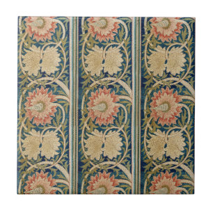 Azulejo Floral de seda rosa William Morris bordado antiguo