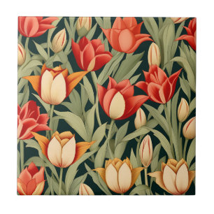 Azulejo Floral de tulipanes modernos y vibrantes