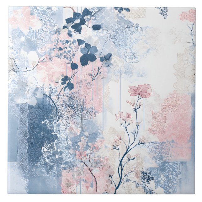 Azulejo Floral de vibraciones vintage suave (Frente)