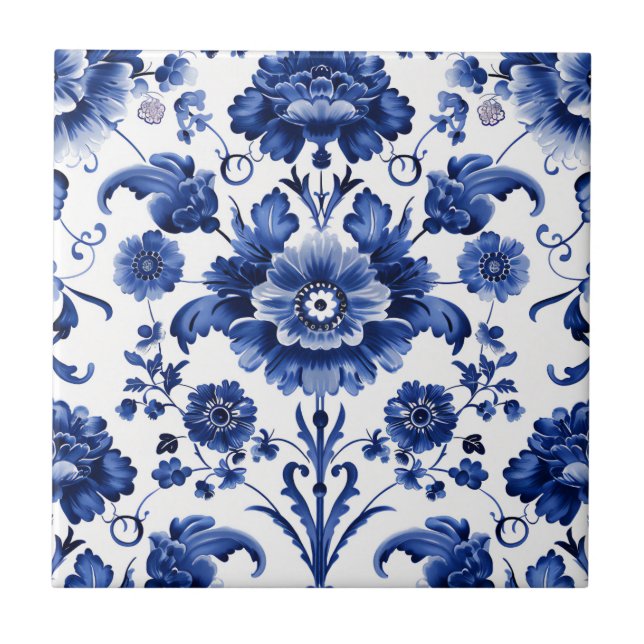 Azulejo Floral Delft Blue (Frente)