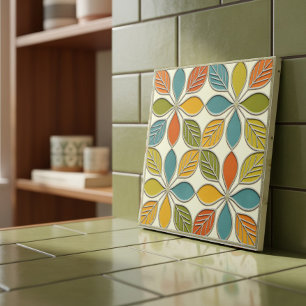 Azulejo Floral Entrelazado Moderno de Mitad de Siglo #8 ID