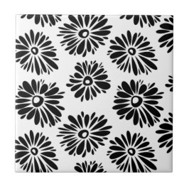 Azulejo Floral Funky negra y blanca
