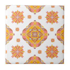 Azulejo Floral Grid Ceramic Tile