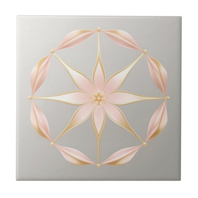 Azulejo Floral gris, amarillo y rosa (Frente)