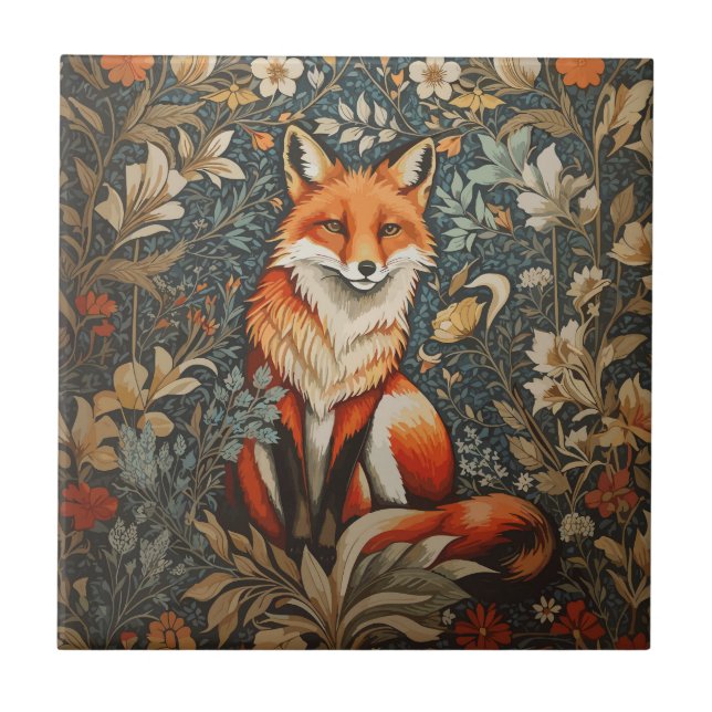 Azulejo Floral inspirada por Fox William Morris (Frente)