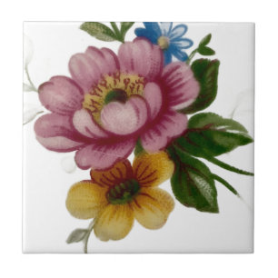 Azulejo Floral Inspirado en Porcelana