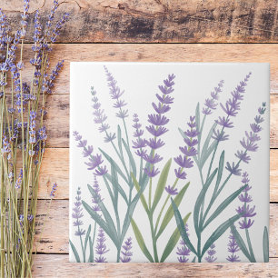 Azulejo Floral Lavanda Púrpura Acuarela