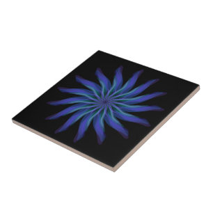 Azulejo Floral Libre Magnífico Verde Azul Púrpura
