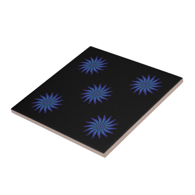 Azulejo Floral Libre Magnífico Verde Azul Púrpura    (Lado)