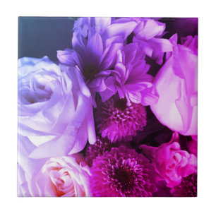 Azulejo Floral marina morada flores rosa fotografía negrit