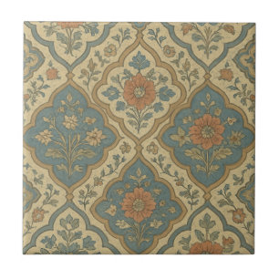Azulejo Floral marroquí Naranja azul abuelo
